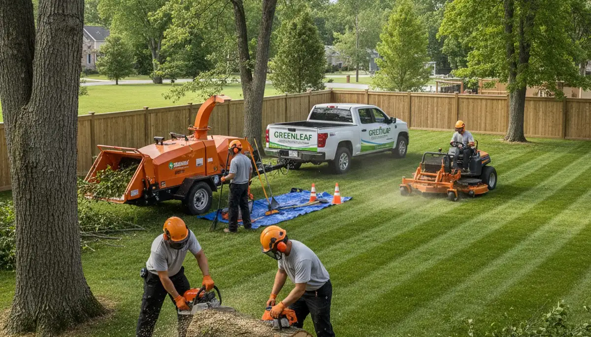 Professional lawn care service in Naperville, IL by Chop Hop Tree experts maintaining healthy green lawns