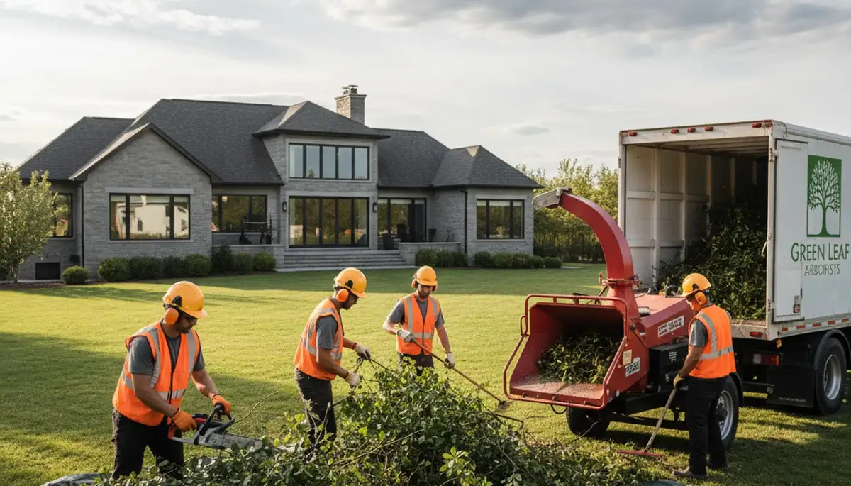 Professional shrub removal service clearing overgrown yard in Naperville, IL