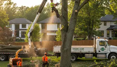 Certified arborists providing tree removal service in Naperville, IL with professional equipment