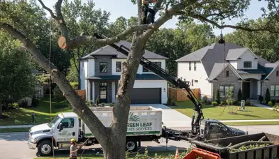 Arborist performing safe tree removal in Naperville, IL for Chop Hop Tree Service