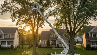 Professional tree removal service in Naperville IL safely cutting and clearing large trees