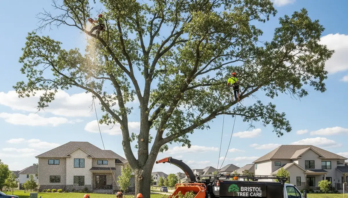 Professional tree removal service in Naperville IL safely cutting and clearing large trees