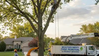 Professional tree removal service team working safely in Naperville IL