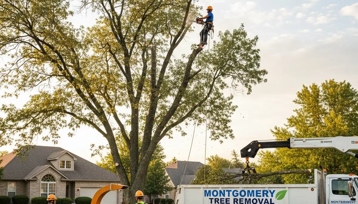 Professional tree removal service in Naperville IL safely cutting and clearing trees