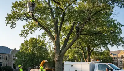 Professional tree removal service in Naperville IL safely clearing residential property trees