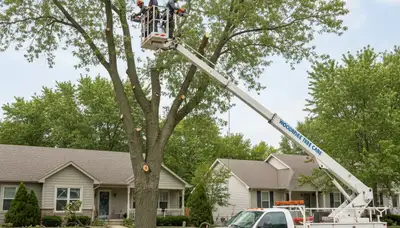 Professional tree removal service crew working in Naperville, IL